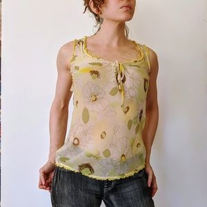 Express sleeveless sheer silk floral top